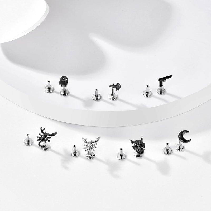 TOMIDES 1Pcs G23 Titanium Flat Back Earrings Studs 16g F136 Implant Grade Titanium Labrets Press Fit Threadless Push In Dainty Cartilage Helix Conch Lobe Lip Tragus Piercing Jewelry - Image 4